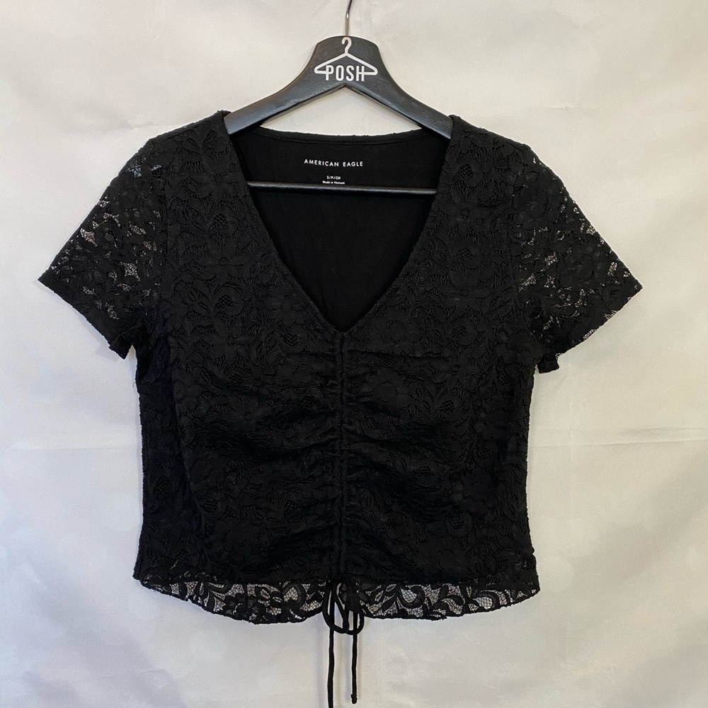 AE Cinch Front Lace T-Shirt - Picture 3 of 5